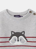Pull gris avec patch raton laveur Bébé Garçon NAISIDOR / 25H1BGP1PULJ920