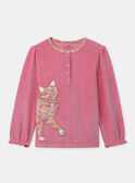 Pyjama rose en velours avec patch chat Fille NUIVOLETTE / 25H5PFB3PYJD300
