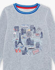 Ensemble pyjama gris chiné en velours thème Paris FLOVILAGE / 23E5PG25PYJ943