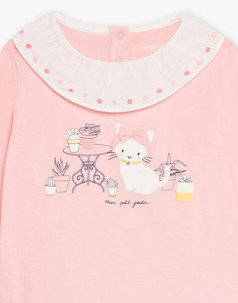Ensemble pyjama T-shirt et pantalon rose clair motif chat enfant fille CHOUPETTE / 22E5PF42PYJ302