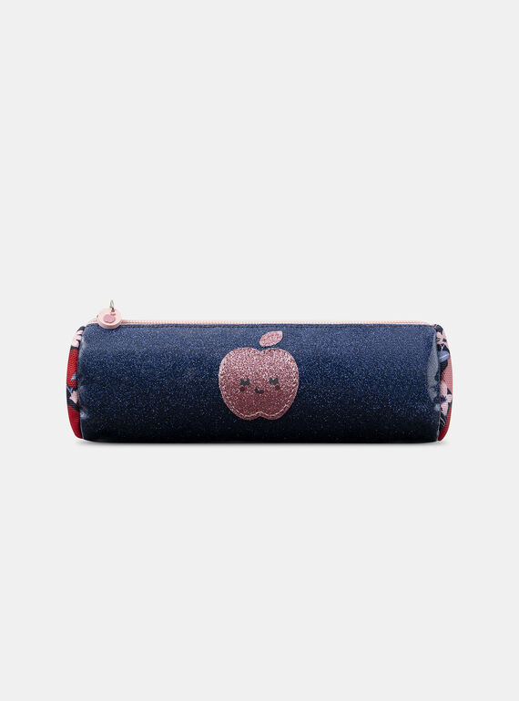 Trousse bleu marine et rose paillettés  imprimé pommes Fille NOTROUETTE / 25H4PFP1TRO070