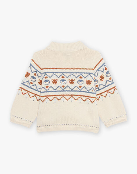 Gilet en tricot à jacquard animaux et motifs fantaisie beige DASICHARD / 22H1BGY1GILA001