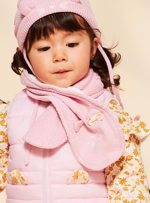 Echarpe en tricot rose avec oreilles 3D FIMARINE / 23E4BF51ECH030