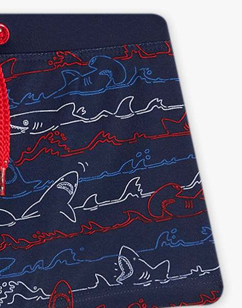 Maillot de bain bleu marine motif requin enfant garçon CYPLAGE / 22E4PGO2MAI622