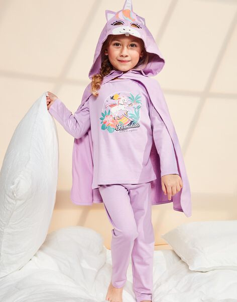 Pyjama deux pièces violet pâle en coton avec cape tête de licorne FLOPOETTE 3 / 23E5PF41PYT326