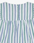 Blouse écrue volantée à rayures bleu et vert FURAYETTE / 23E2PFN1CHE001