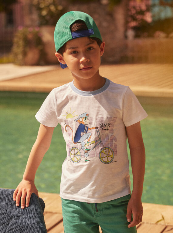 T-shirt blanc et bleu à manches courtes LABAGE / 24H3PGI3TMC000
