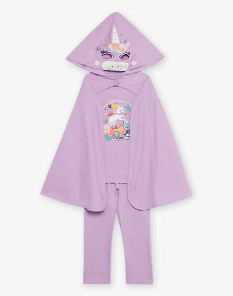Pyjama deux pièces violet pâle en coton avec cape tête de licorne FLOPOETTE 3 / 23E5PF41PYT326