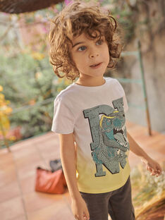 T-shirt tie-&-dye jaune motif dinosaure fantaisie enfant garçon CATICHAGE / 22E3PGB2TMC116