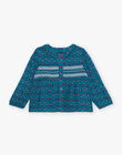 Blouse bleu canard à imprimé fleuri DAMELODIE / 22H1BFU1CHE714