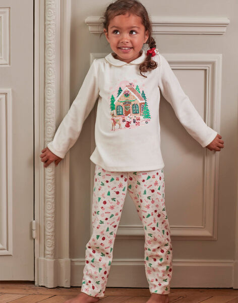 Ensemble Pyjama En Velours Ecru A Motifs Noel Enfant Fille Pyjama Enfant Sergentmajor