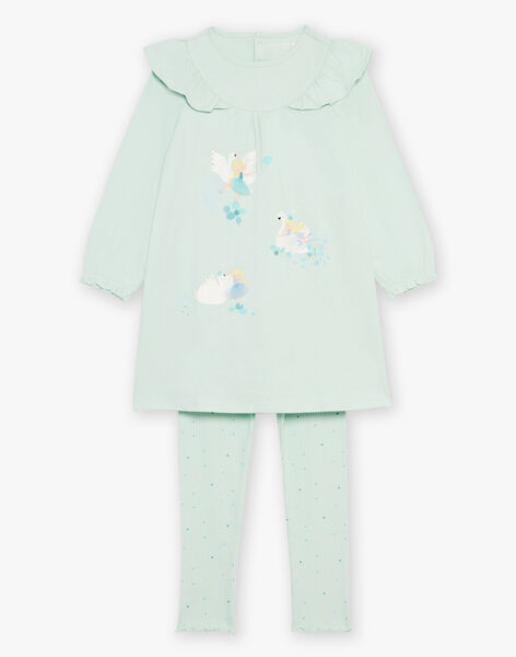 Pyjama en coton vert pâle avec danceuses et cygnes FLONETTE / 23E5PF21CHN614