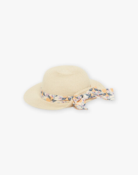 Chapeau de paille avec bande à imprimé clémentines et fleurs FLAMETTE / 23E4PFO1CHA009
