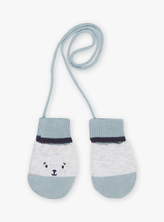 Moufles gris chiné avec visage d'animal FILULU / 23E4BG51GANJ920