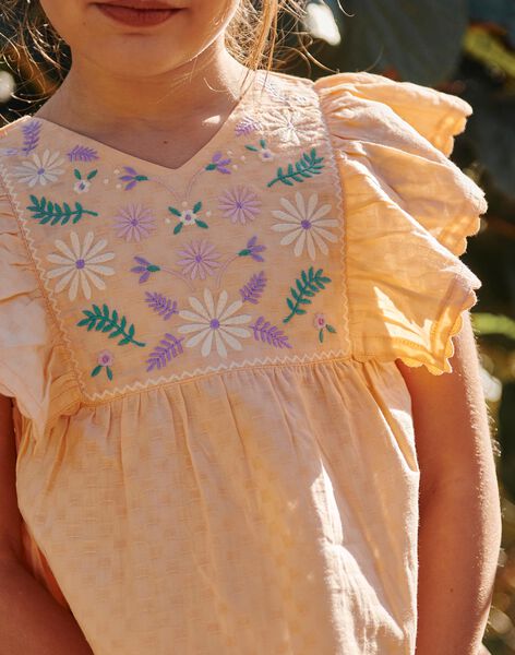 Blouse orange clémentine à broderies fleuries FLATOPETTE / 23E2PFO1CHEE409