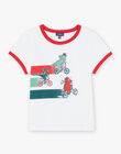 T-shirt blanc avec dinosaures sur des vélos FEMIAGE / 23E3PGB1TMC001