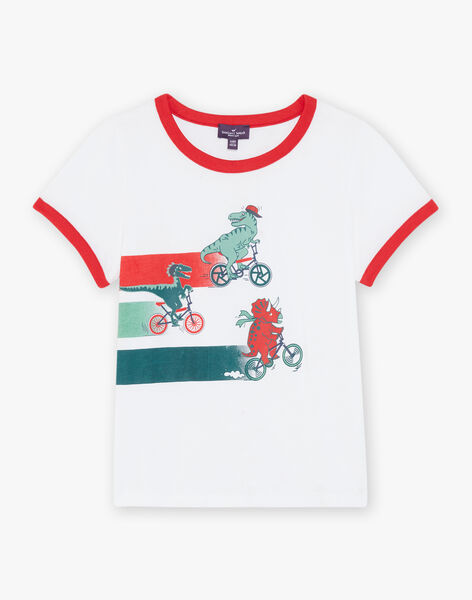 T-shirt blanc avec dinosaures sur des vélos FEMIAGE / 23E3PGB1TMC001