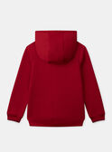 Sweat à capuche zippé rouge avec patch tigre à manches longues Garçon NOTUBAGE / 25H3PGP3GIL510
