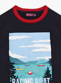 T-shirt bleu marine à motif affiche de course d'aviron enfant garçon CEBESTAGE / 22E3PG82TMC070