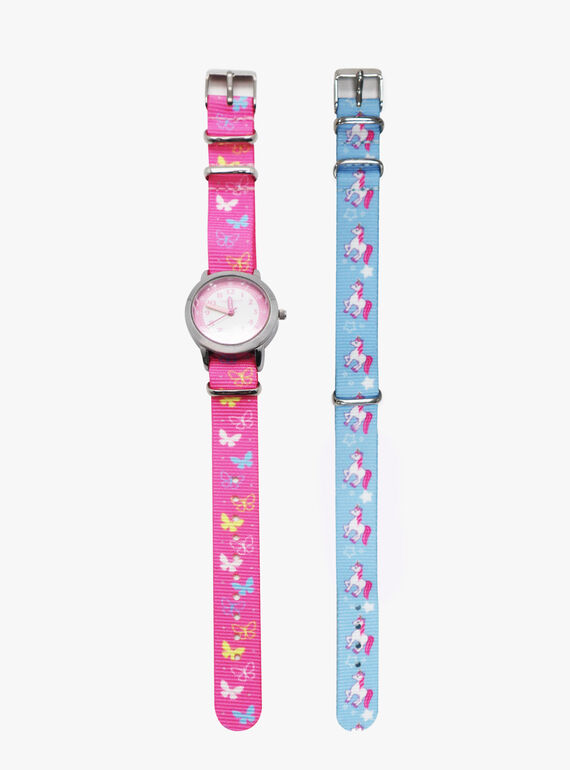 Montre rose 2 bracelets interchangeables enfant fille SMAAC0001 / 21J7GF21MON099
