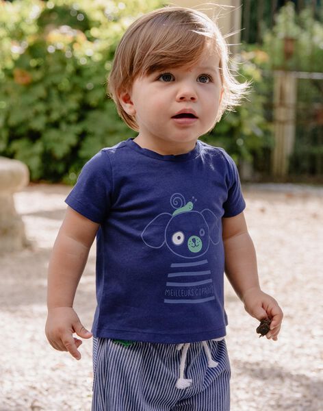 T-shirt bleu nocturne avec animaux FAMAEL / 23E1BGN1TMC713