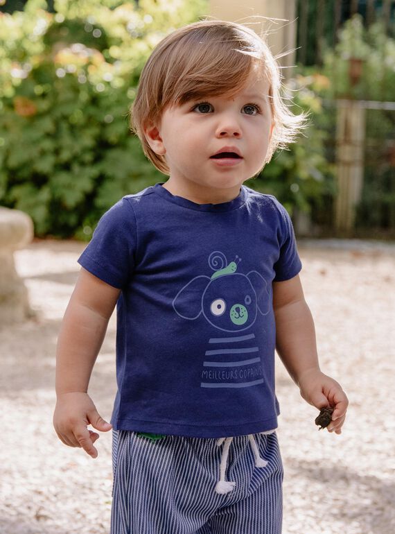 T-shirt bleu nocturne avec animaux FAMAEL / 23E1BGN1TMC713
