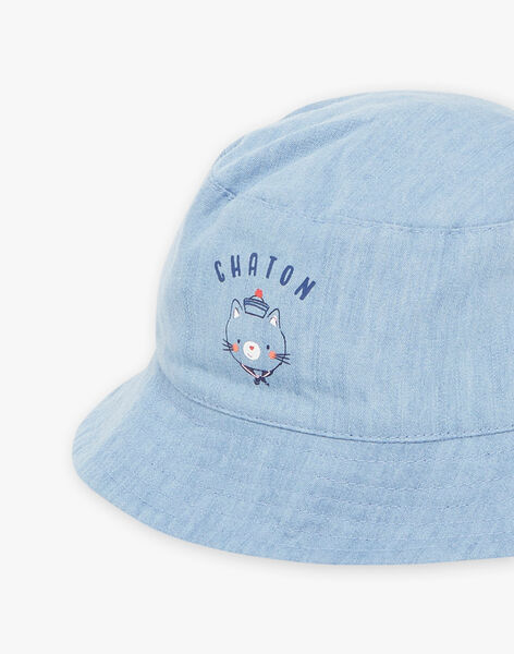 Bob réversible avec denim bleu et rayures bleu marine FAKIMO / 23E4BGC1CHAP269