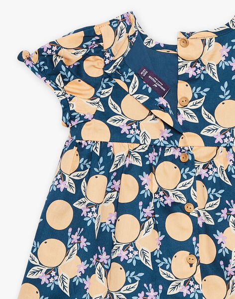 Robe et culotte bleu-vert en satin à fruits FAPAULINE / 23E1BFO1ROB608