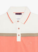 Polo écru et corail enfant garçon CUWIAGE / 22E3PGP1POL001