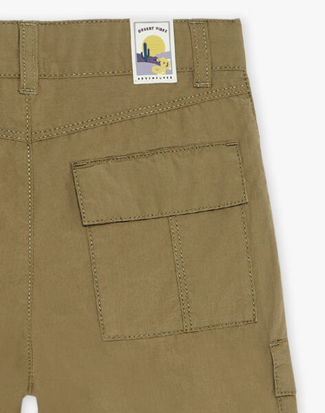Bermuda cargo kaki clair en popeline craquante FLAPRAGE / 23E3PGO2BER612
