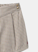 Jupe-short vichy marron et blanc Fille NISKORETTE / 25H2PFL1JPS001