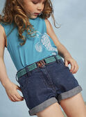 Short en denim foncé et ceinture à paillettes enfant fille CAUJENETTE 1 / 22E2PFT2SHOK005