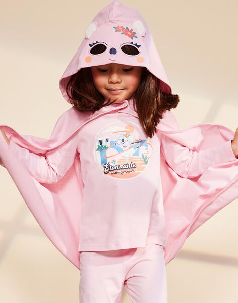Pyjama deux pièces rose pâle en coton avec cape tête de koala FLOPOETTE 2 / 23E5PF42PYT030