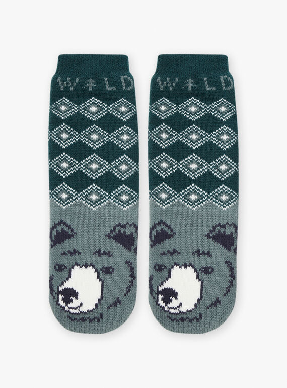 Chaussettes anti-dérapantes vert bouteille GLEPATAGE / 23H4PGQ1SOAG611