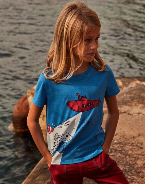 T-shirt bleu phosphorescent FOSSAGE / 23E3PGC2TMC201