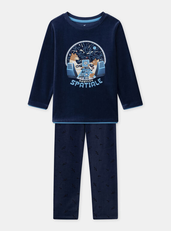 Pyjama bleu foncé en velours imprimé ours Garçon NUICOAGE / 25H5PGB5PYJ703
