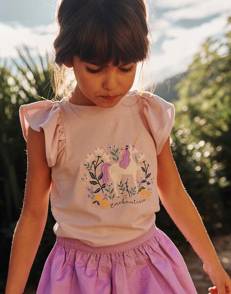 T-shirt lilas à volants et licorne fantaisie FLALICETTE / 23E2PFO1TMCH700