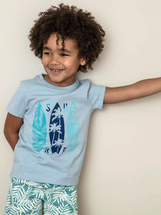 T-shirt manches courtes bleu imprimé surf enfant garçon ZUZAGE4 / 21E3PGL4TMC020