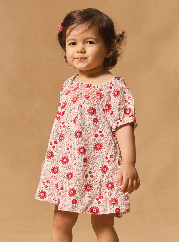 Robe à smock fleuri MALAURENE / 25E1BFJ2ROB001
