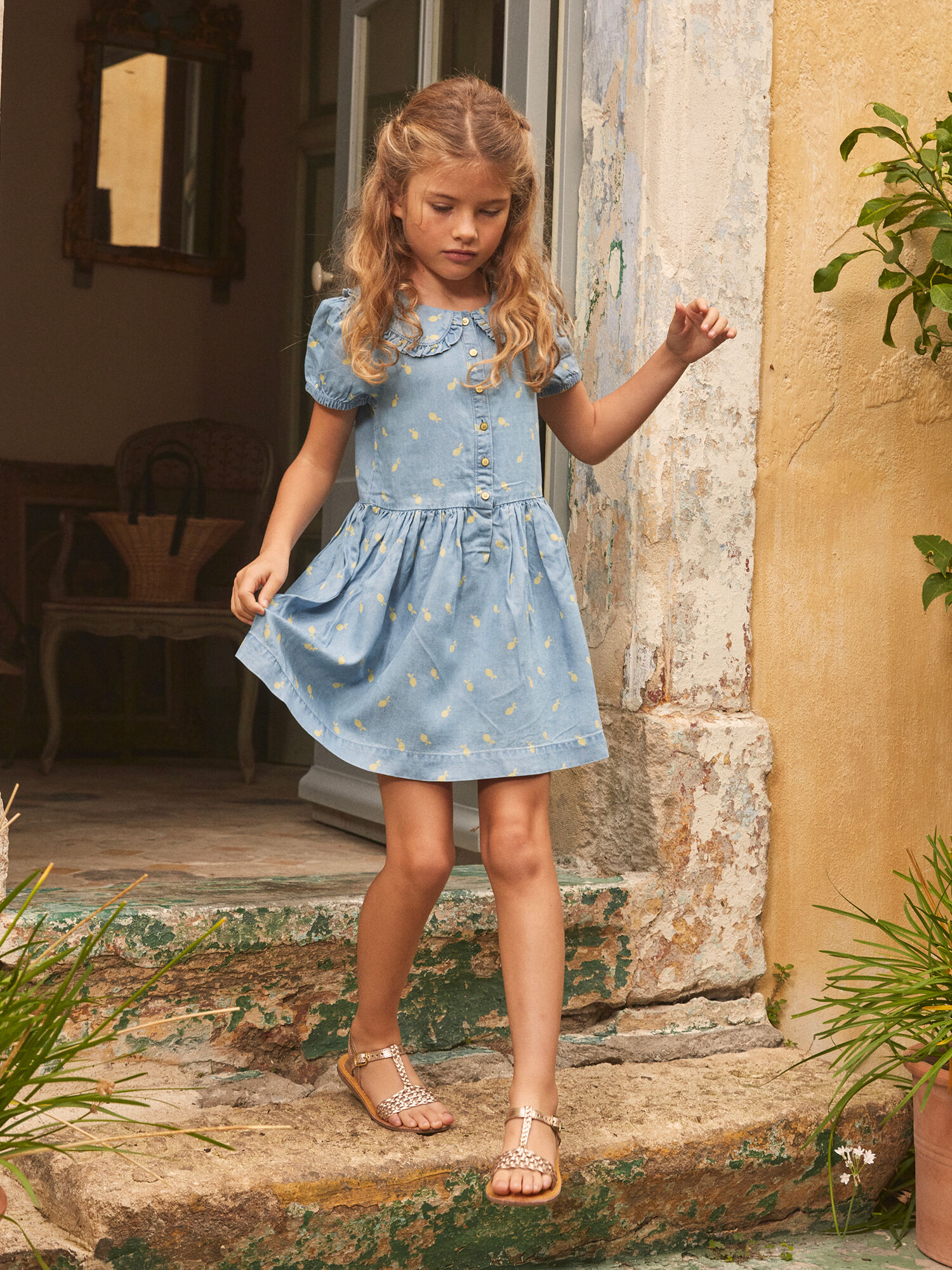 Robe chemise bleue Fille Sergent Major