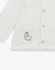 Cardigan en molleton beige chiné à capuche et à broderies animaux fantaisie FAORIS / 23E1BGO1CARA011