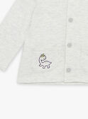 Cardigan en molleton beige chiné à capuche et à broderies animaux fantaisie FAORIS / 23E1BGO1CARA011