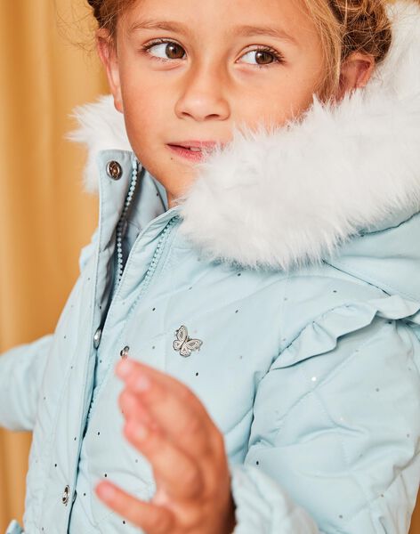 Manteau bleu acier à capuche DRADOUETTE / 22H2PFM2D3EC233