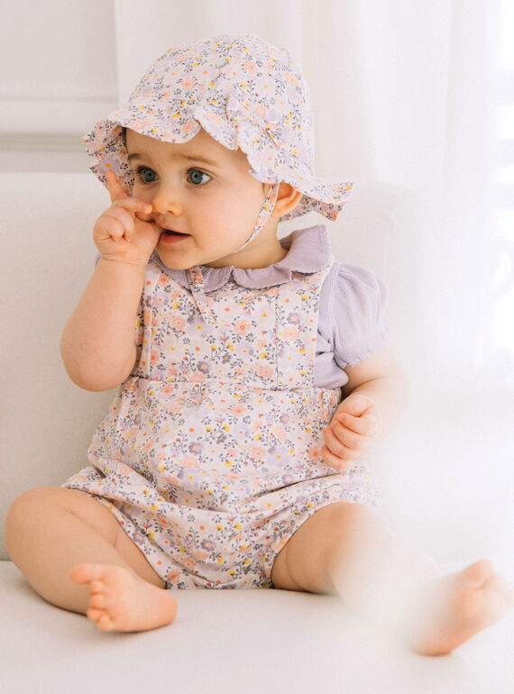 Body blanc et barboteuse lilas à imprimé fleurs FORANE / 23E0CFT1ENS000
