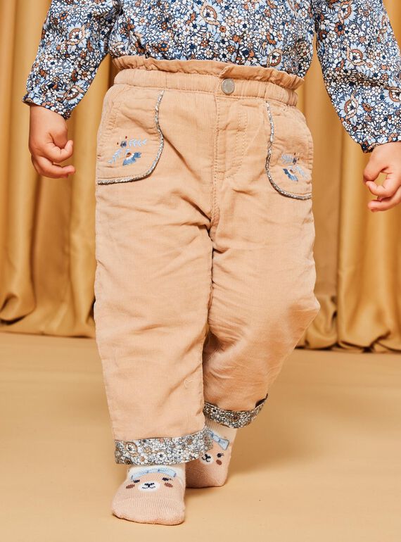 Pantalon beige en velours côtelé DAREGINE / 22H1BFY1PANI820