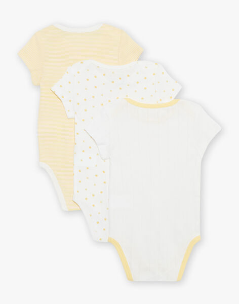 Lot de 3 bodys écrus fantaisie en coton biologique FEJODDY / 23E5BFH2BDL001
