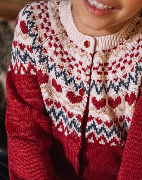 Cardigan rouge et beige en laine mélangée DRIKERETTE / 22H2PFX2CARF526