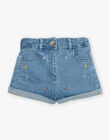 Short en jean bleu à motif fleurs FLESHOETTE / 23E2PFS1SHOP272