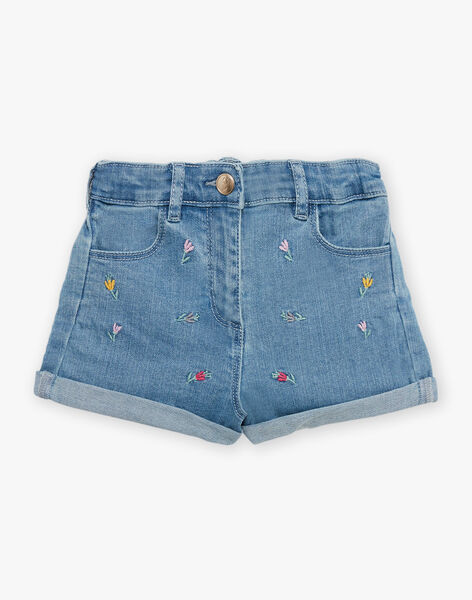 Short en jean bleu à motif fleurs FLESHOETTE / 23E2PFS1SHOP272