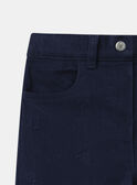 Pantalon cargo bleu marine à broderies pommes Fille NOCARGETTE / 25H2PFP1PAN070